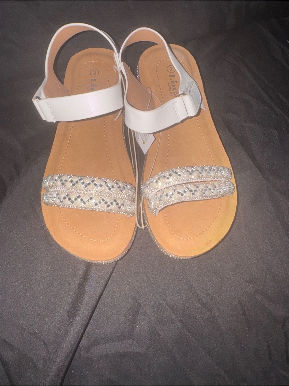 White Beaded Strap Sandals